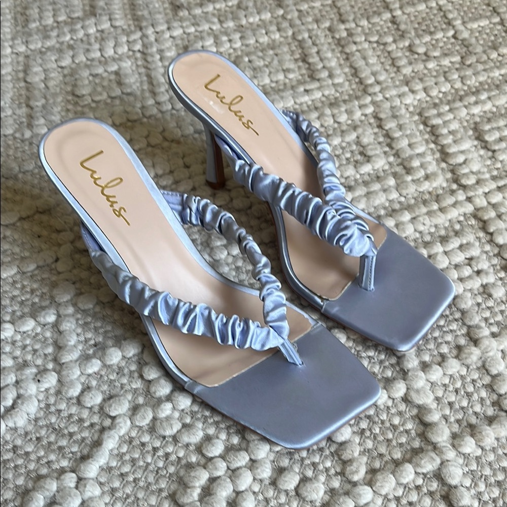 Lulu's Sky Blue Ruched Strap Heels
